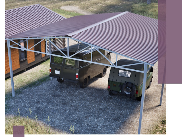 Двускатные навесы под ключ в Городце — изготовление и монтаж