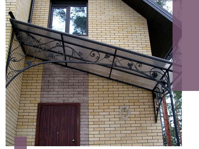 Односкатные козырьки из металла под ключ в Городце