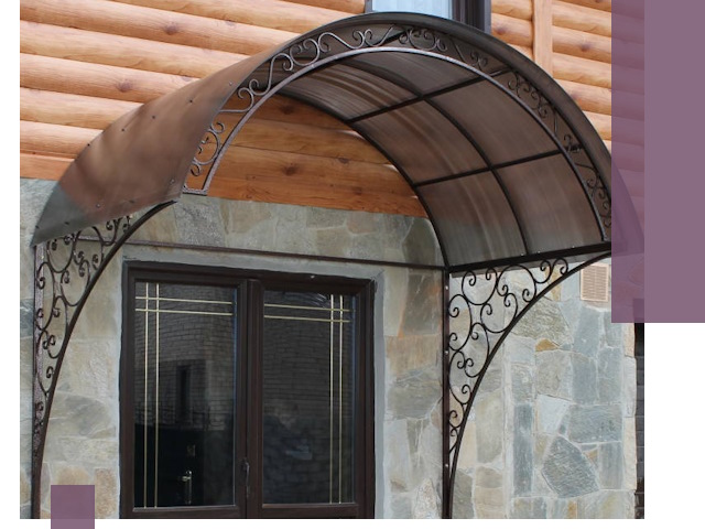 Арочные козырьки под ключ в Городце: изготовление и монтаж